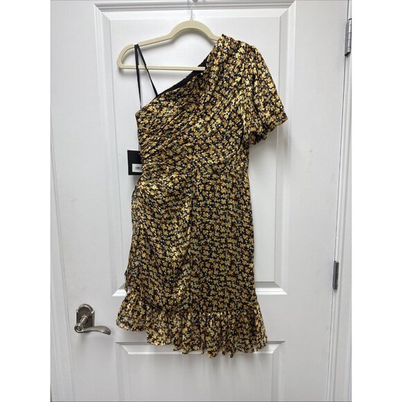 New Mac Duggal Size 4 Floral 26905 One Shoulder Ruffle Ruched Cocktail Dress NWT - Picture 12 of 15